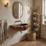 Mid Century Wall Mounted Wooden Bathroom Sink For Unique Bathroom Decor