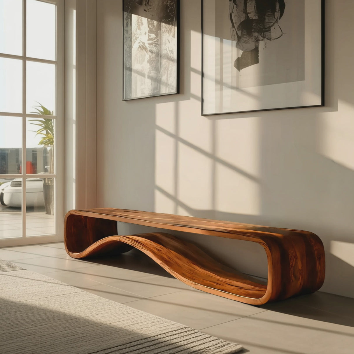 Organic Modern Bench Curved Sculptural For Home Furniture