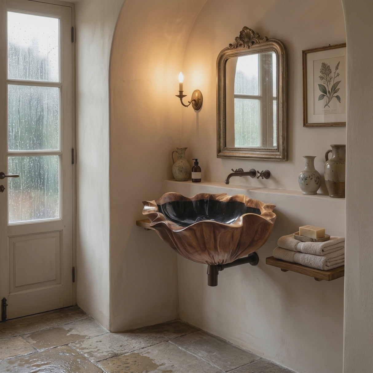 Farmhouse Live Edge Wood Vanity Sink For Timeless Bathroom Decor