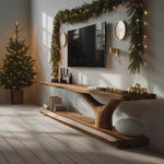 Farmhouse Wooden Live Edge TV Console For Christmas Bedroom Decor