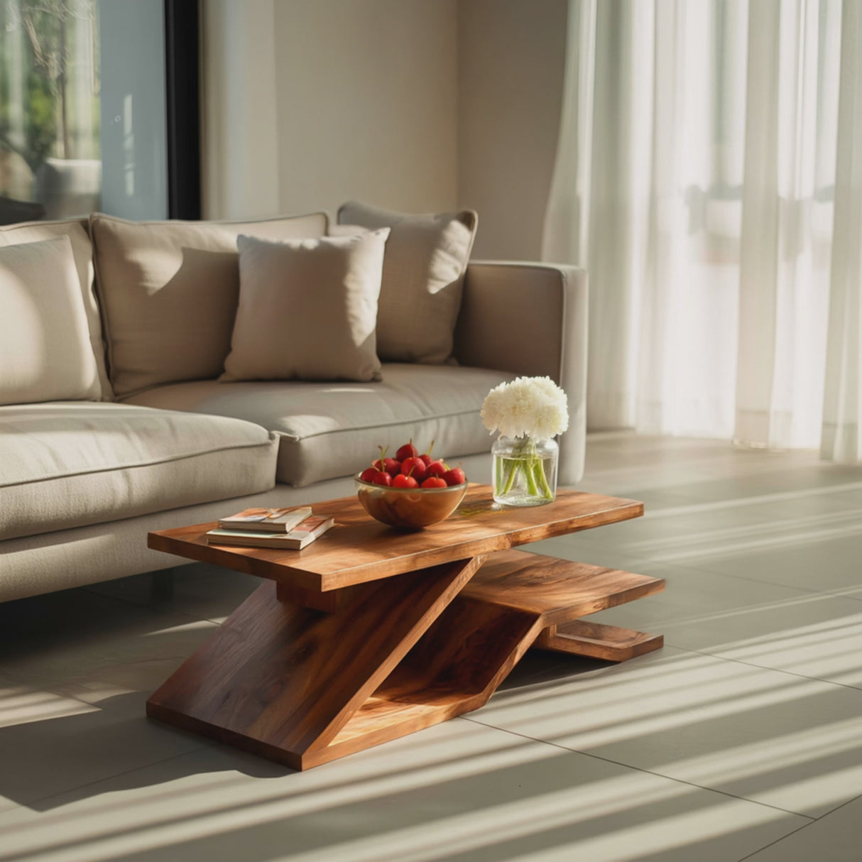 Rustic Coffee Table With Shelf Storage For Living Decor