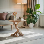 Rustic Solid Wood End Table For Living Room Stylish Wall Display