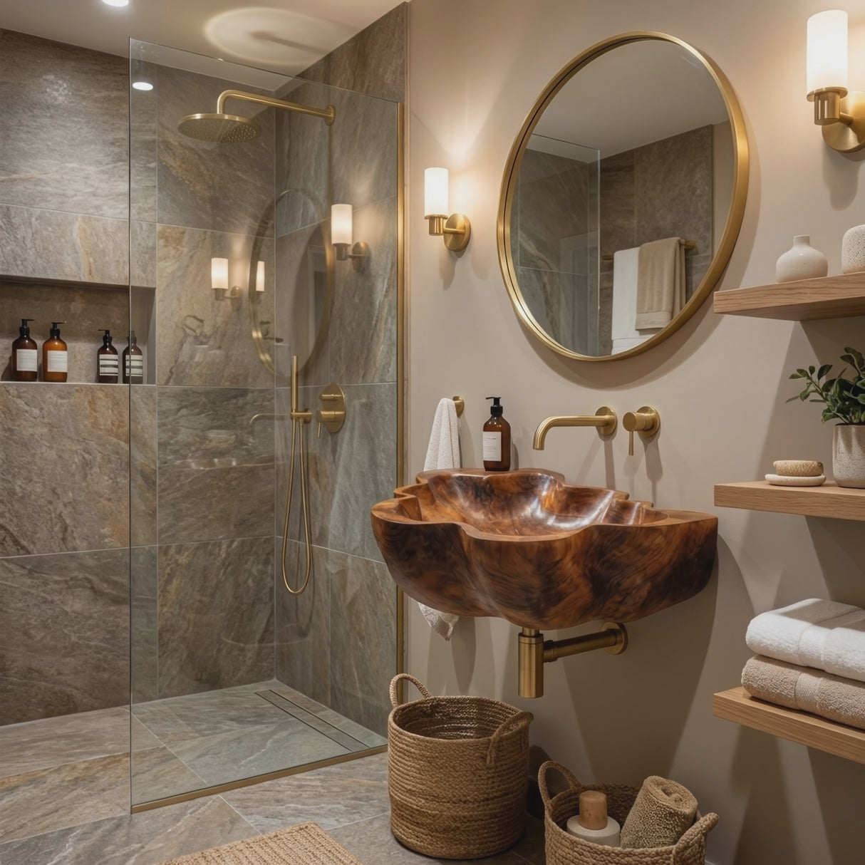Handcrafted Live Edge Wood Basin For Unique Bedroom Vanity Decor