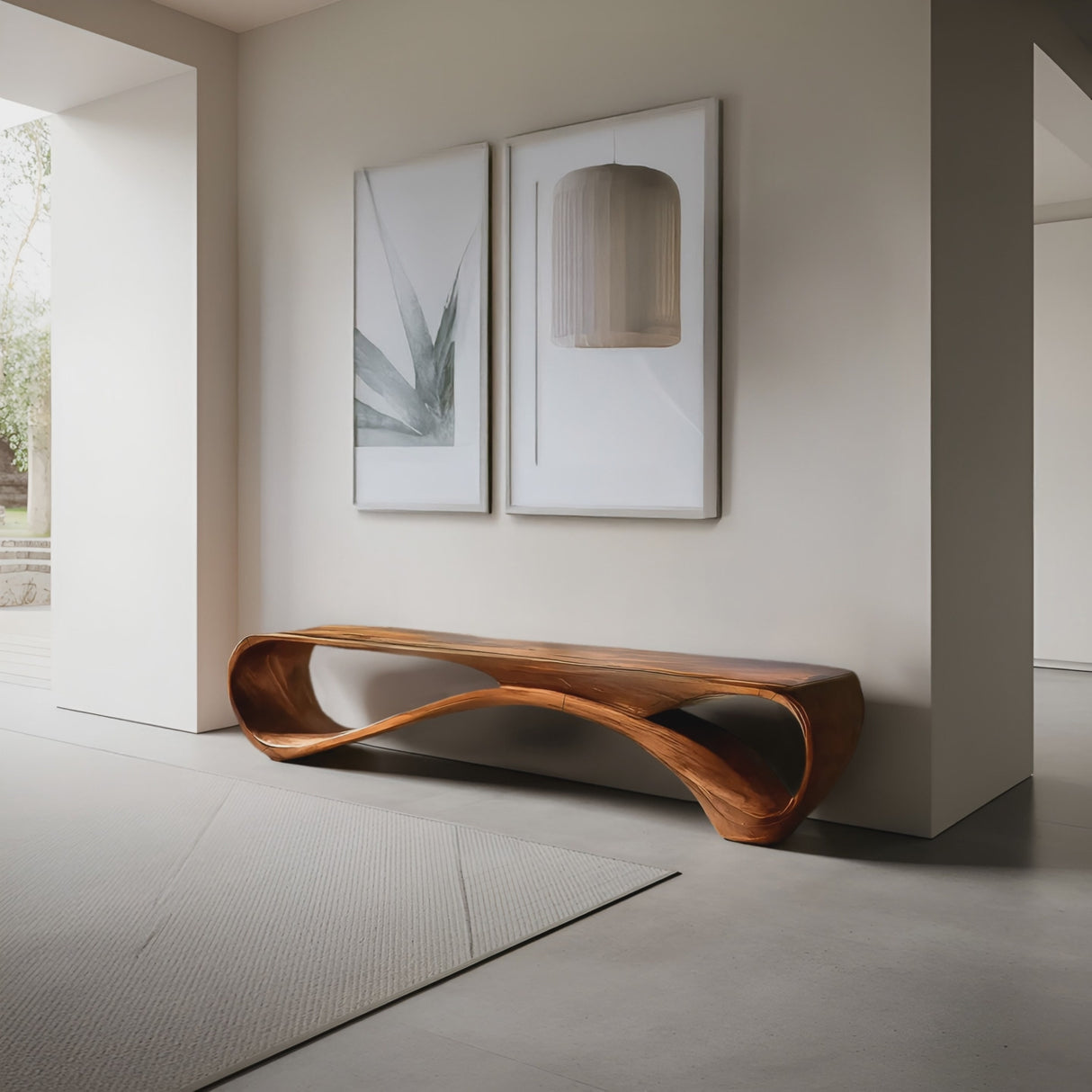 Modern Curved Bench Sculpture For Hallway Furniture
