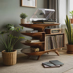 Modern Wooden Record Stand For Bedroom Interior Design Style
