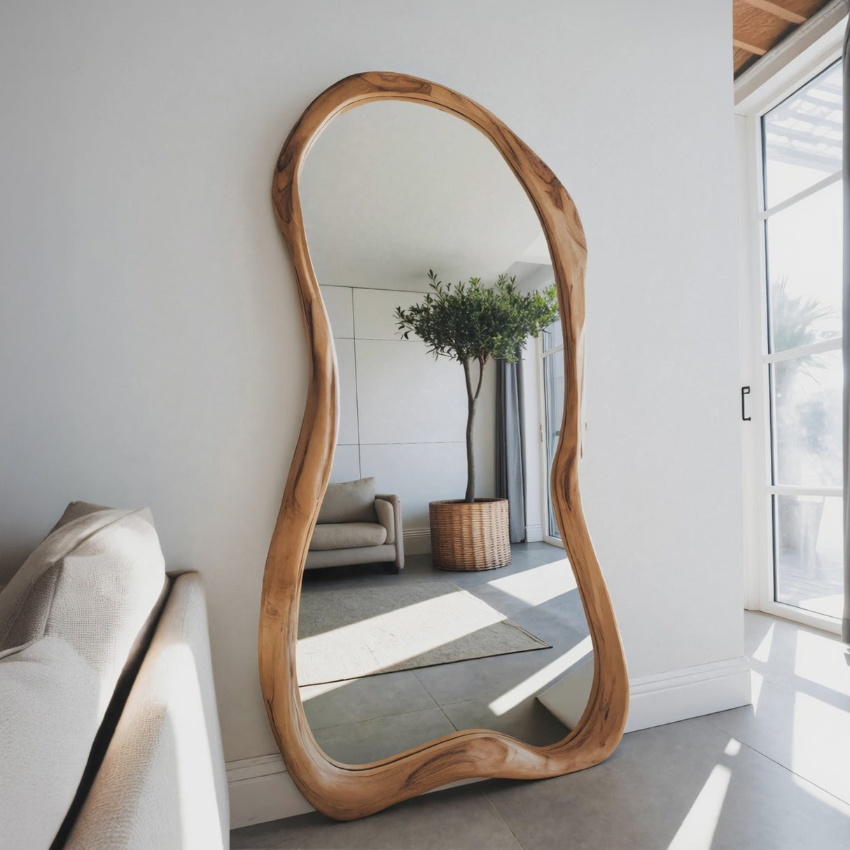 Organic Full Length Mirror With Wavy Edge For Living Room And Dressing Corner
