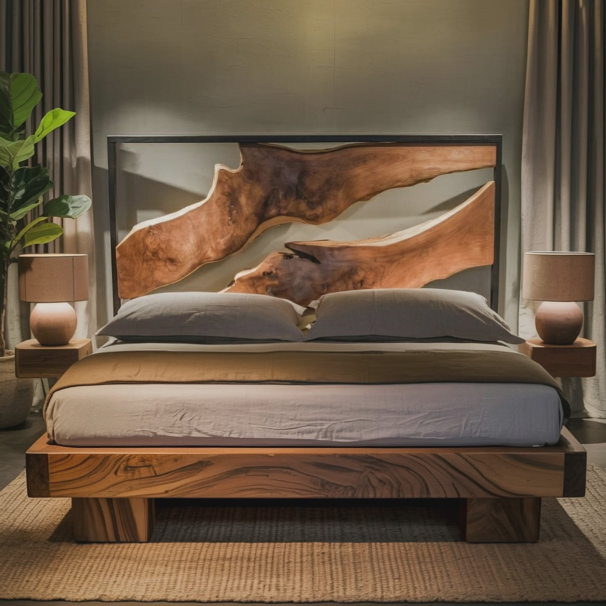 Artistic Live Edge Headboard For Bedroom Centerpiece