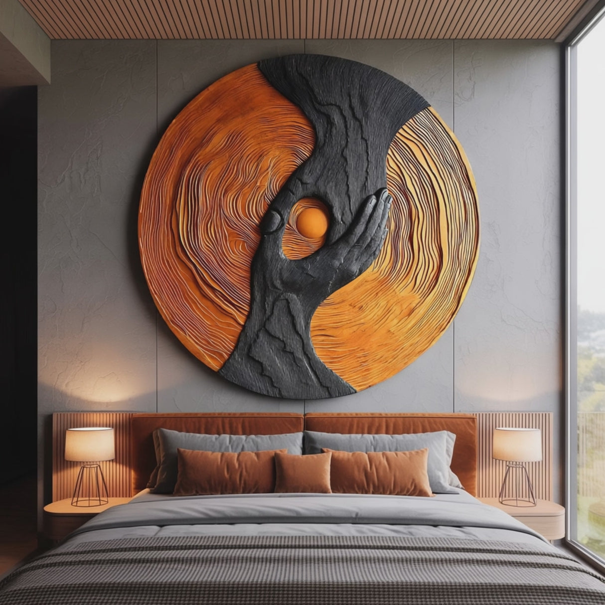 Modern Solid Wood 3D Sculpture Wall Art For Entryway Decoration