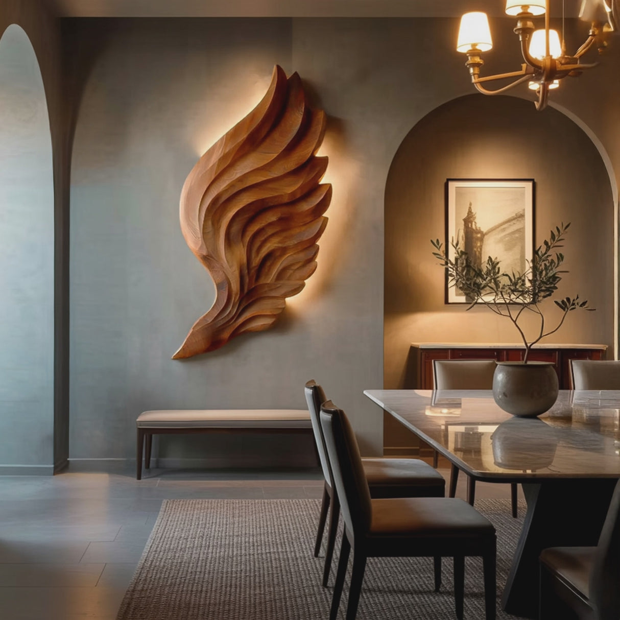 Contemporary Wooden Wing Wall Art For Modern Wall Decor