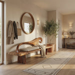 Natural Rustic Wood Entryway Bench For Home Hallway
