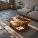 Mid Century Solid Wood Abstract Coffee Table For Living Room