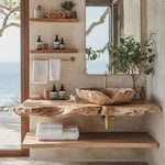 Farmhouse Handcrafted Wooden Vessel Sink For Bathroom