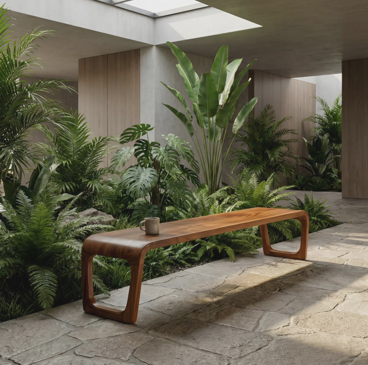 Elegant Sculptural Entryway Bench For Modern Hallway Seating