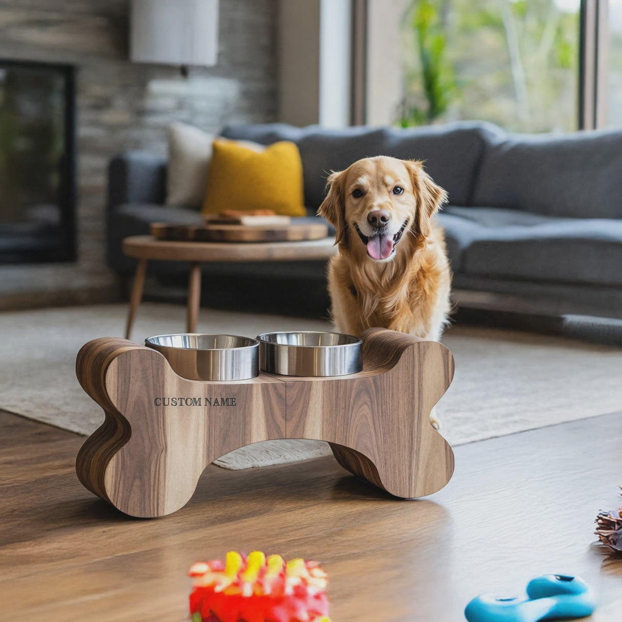 Farmhouse Wooden Dog Feeder For Food And Water