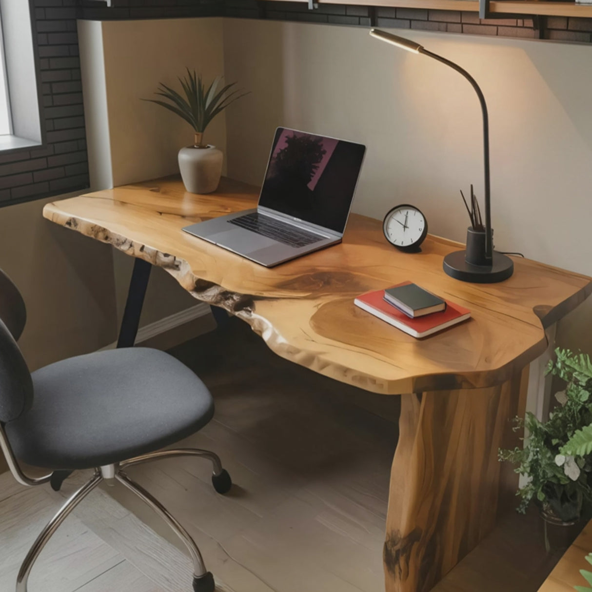 Rustic Office Desk With Live Edge Design For Home Workspace