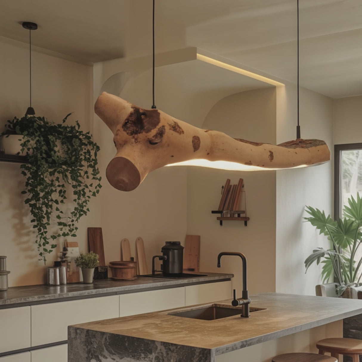 Rustic Hanging Light Fixture Branch Chandelier For Dining Room And Kitchen Island