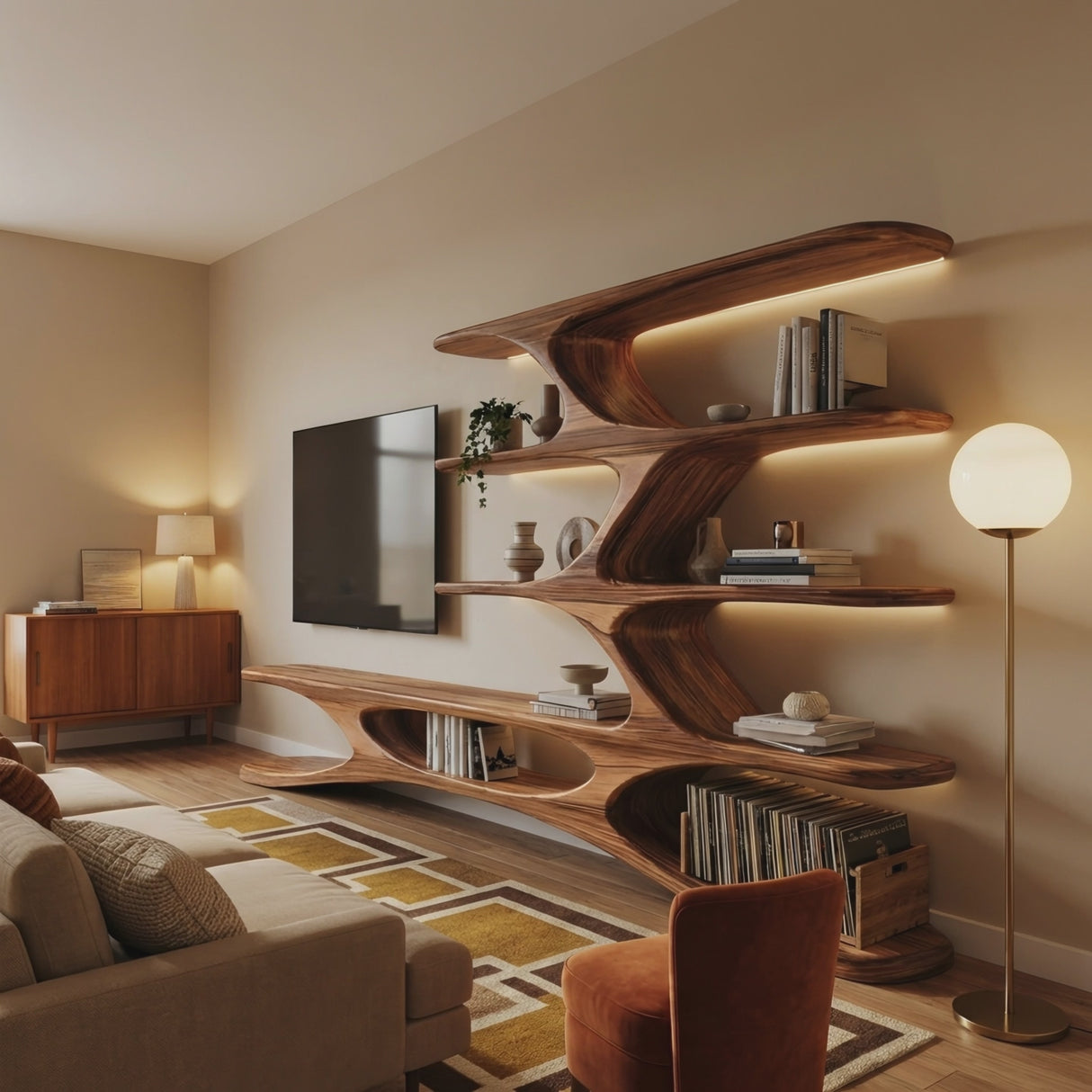 Organic TV Cabinet Branches Design For Contemporary Home Decor