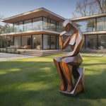 Farmhouse Wooden Sculpture For Garden Rustic Wall Decor