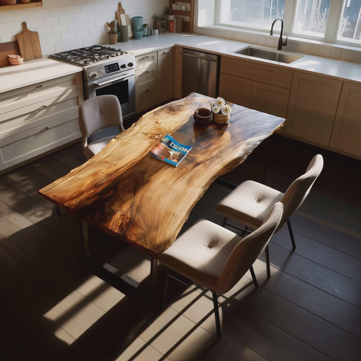 Dining Room Modern Wooden Live Edge Dining Table Natural