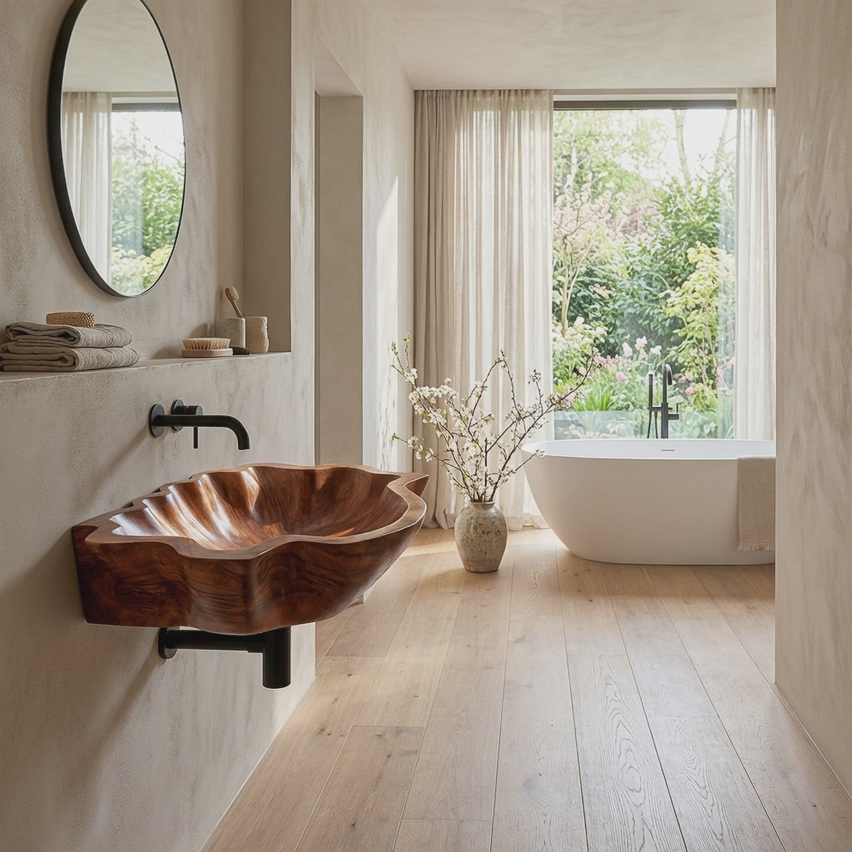 Modern Wooden Live Edge Wood Basin For High End Furniture Decor