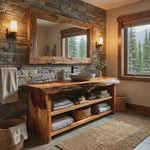 Rustic Bathroom Vanity With Open Shelf For Bathroom