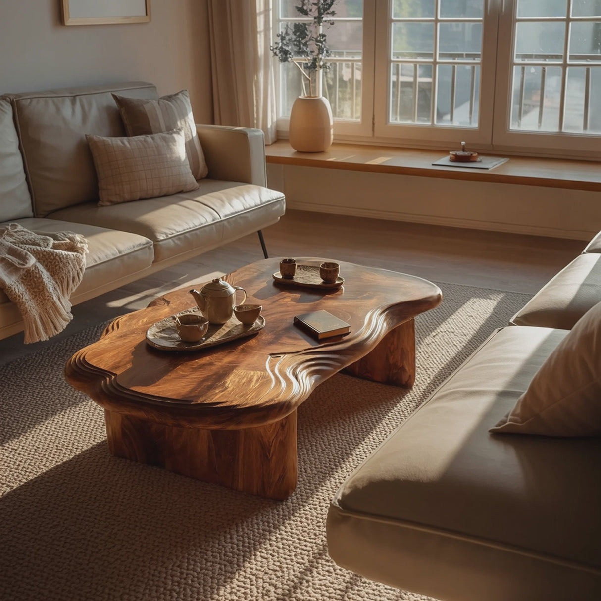 Modern Abstract Solid Wood Coffee Table For Living Room Decor