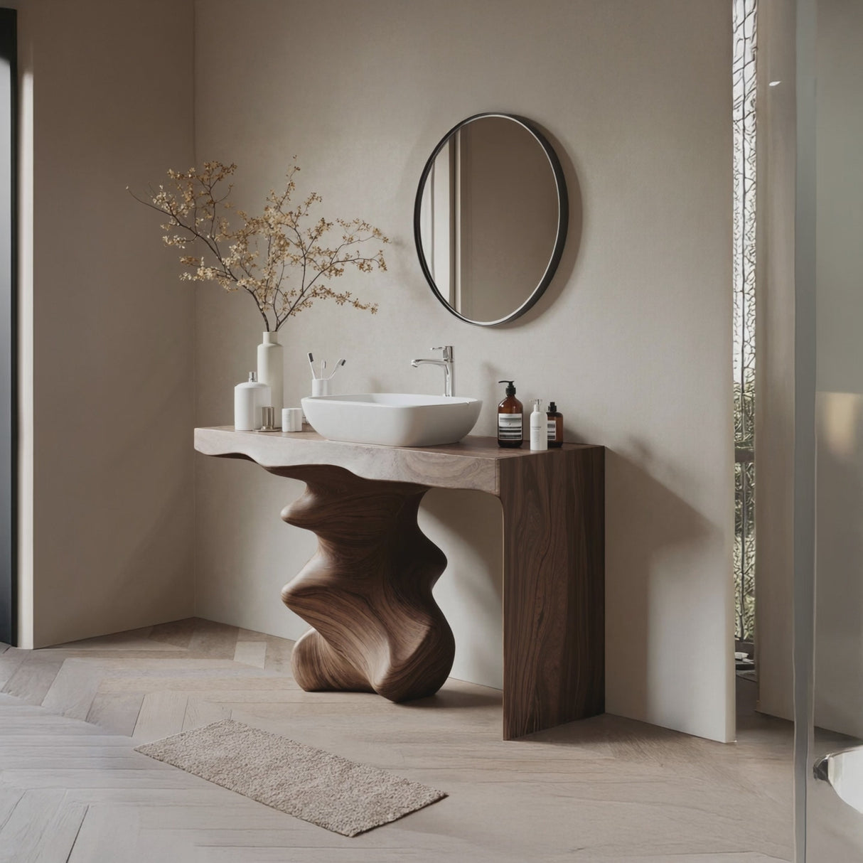 Mid Century Vanity For Organic Bathroom Interiors