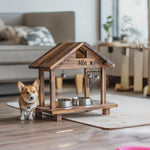 Mid Century Elevated Pet Food Stand For Dogs