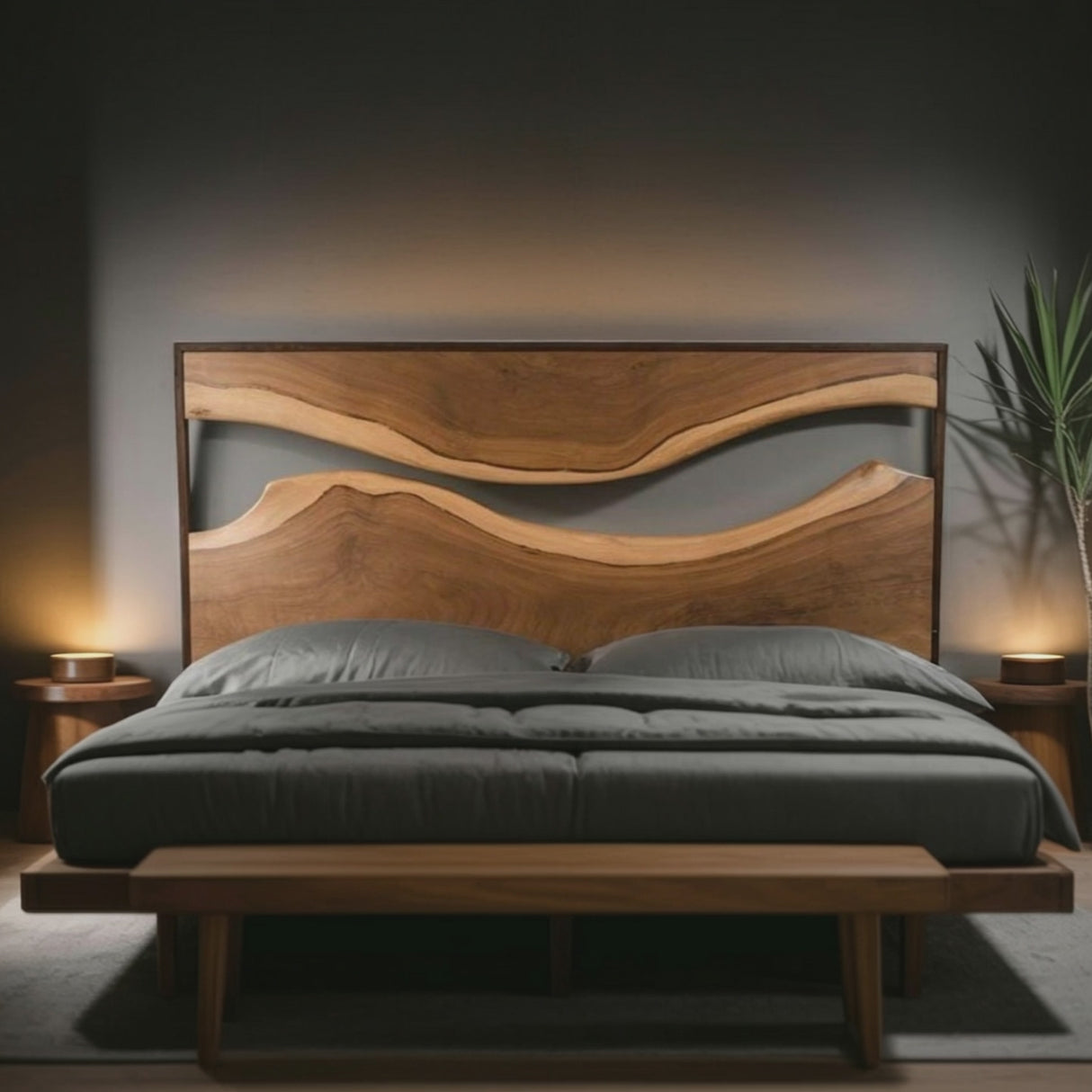 Artistic Live Edge Headboard For Bedroom Centerpiece