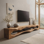 Contemporary Sculptural TV Stand Wavy Carved For Living Room