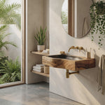 Modern Solid Wood Vanity Sink For Floating Bathroom Furniture Decor