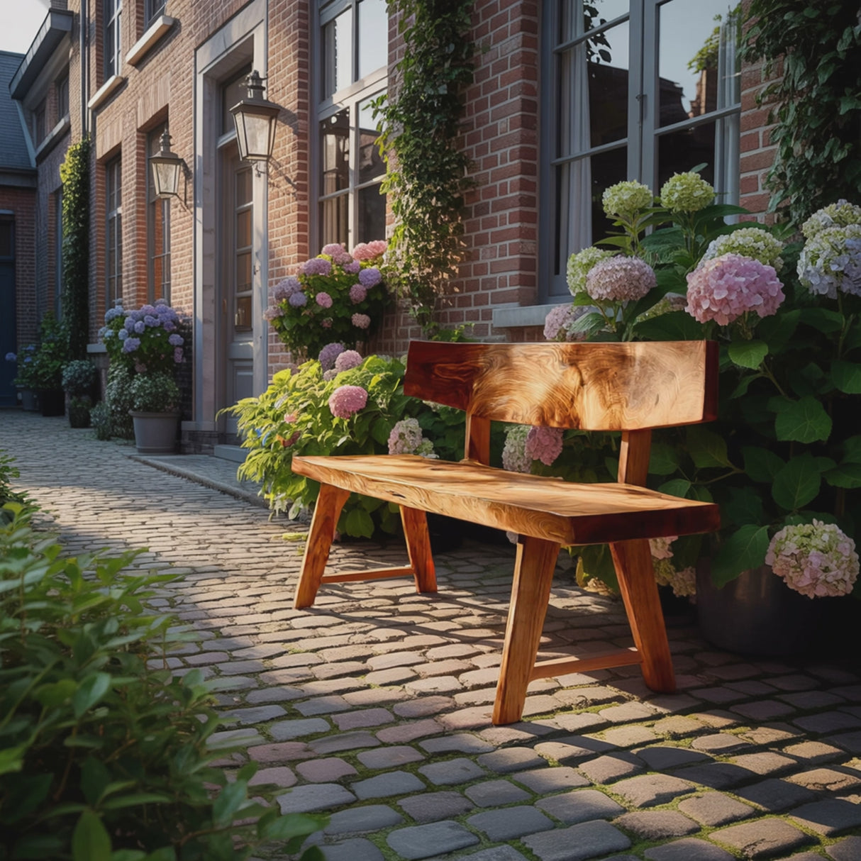 Modern Outdoor Wooden Bench For Garden And Patio