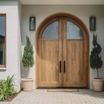 Modern Arched Double Front Door With Glass Panels For Entryway