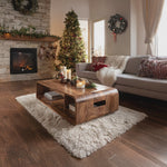Farmhouse Live Edge Coffee Table For Holiday Entryway Design