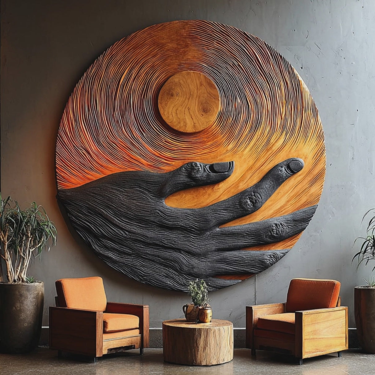 Mid Century Wooden Wall Art Sculpture For Modern Living Room
