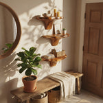 Farmhouse Solid Wood Mushroom Shelf For Entryway And Bedroom Decor