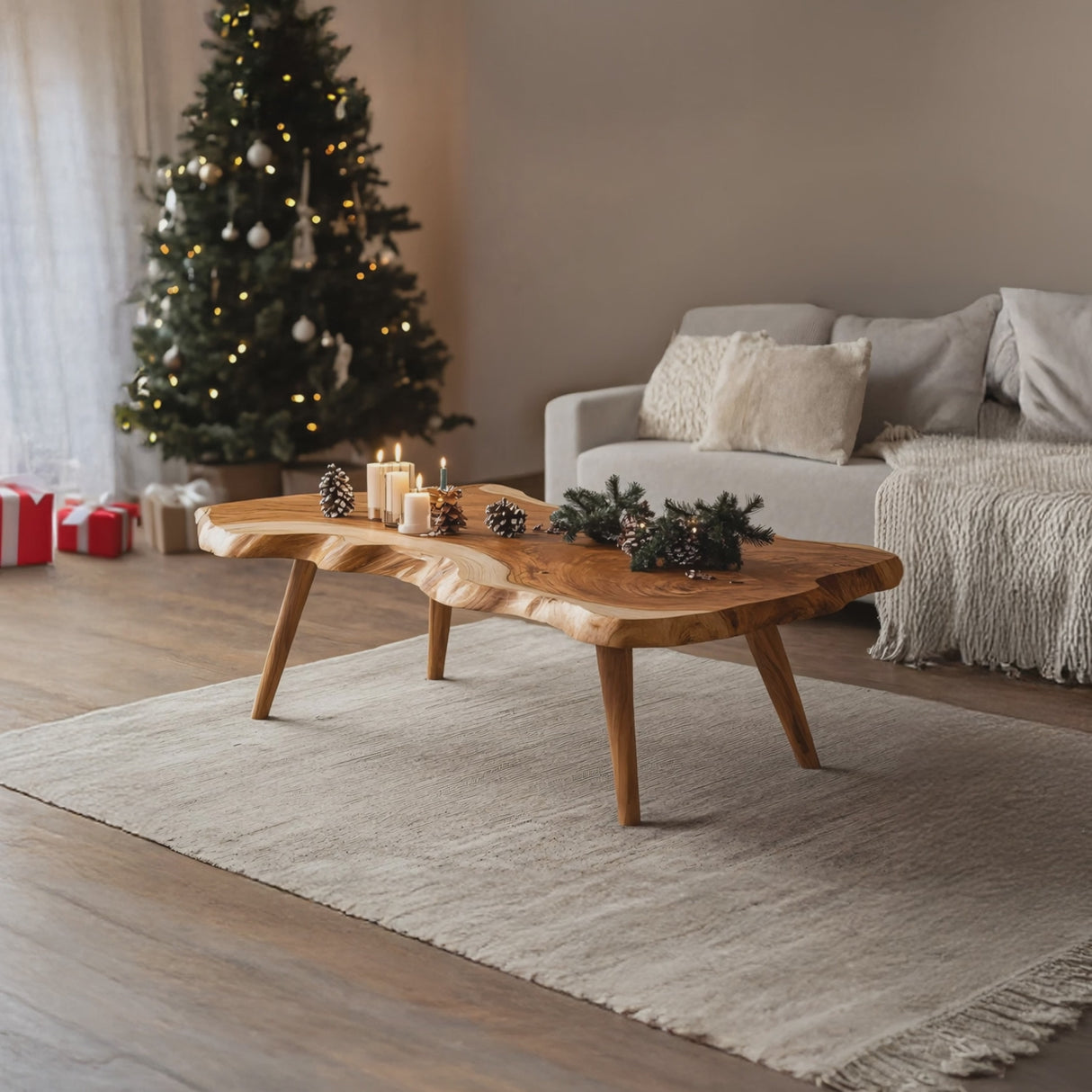Modern Solid Wood Coffee Table For Christmas Living Room Design