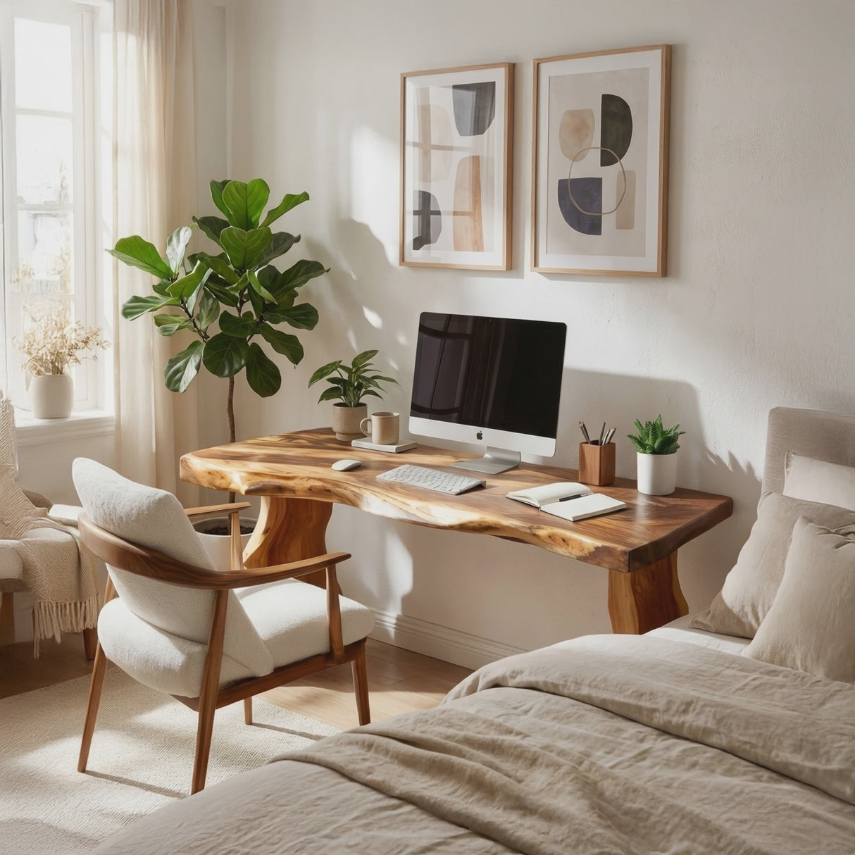 Modern Solid Wood Desk For Bedroom Work And Study Space