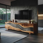 Handcrafted Natural Live Edge TV Unit For Home