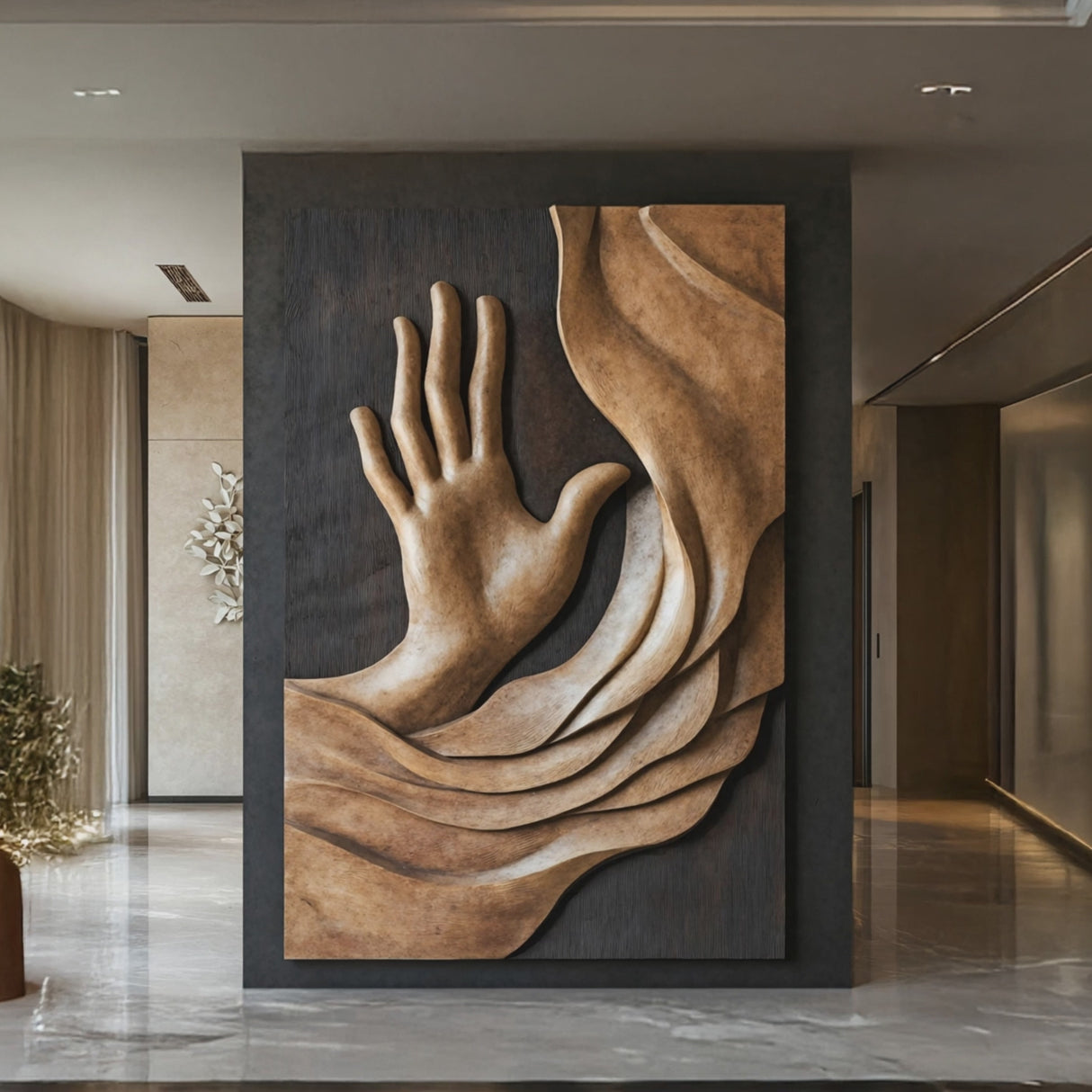 Handcrafted Wood Wall Sculpture For Entryway Aesthetic