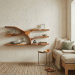 Mid Century Wooden Wall Mounted Bookshelf For Office Library