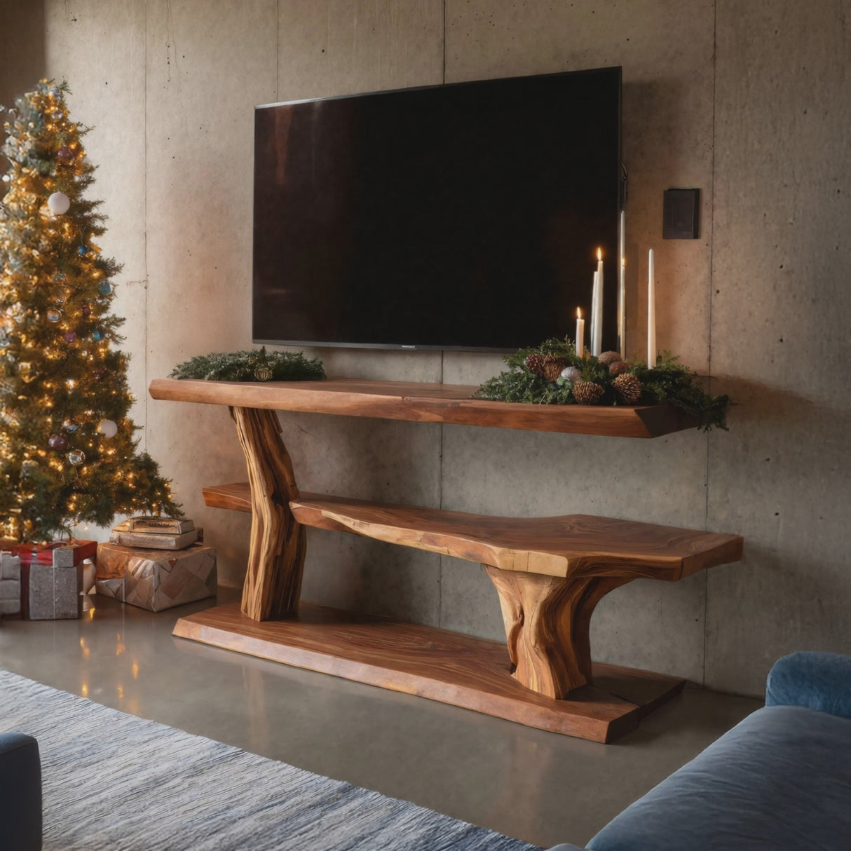 Modern Solid Wood TV Console For Christmas Living Room Decor