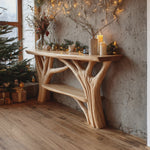 Farmhouse Live Edge Console Table For Holiday Living Room Accent