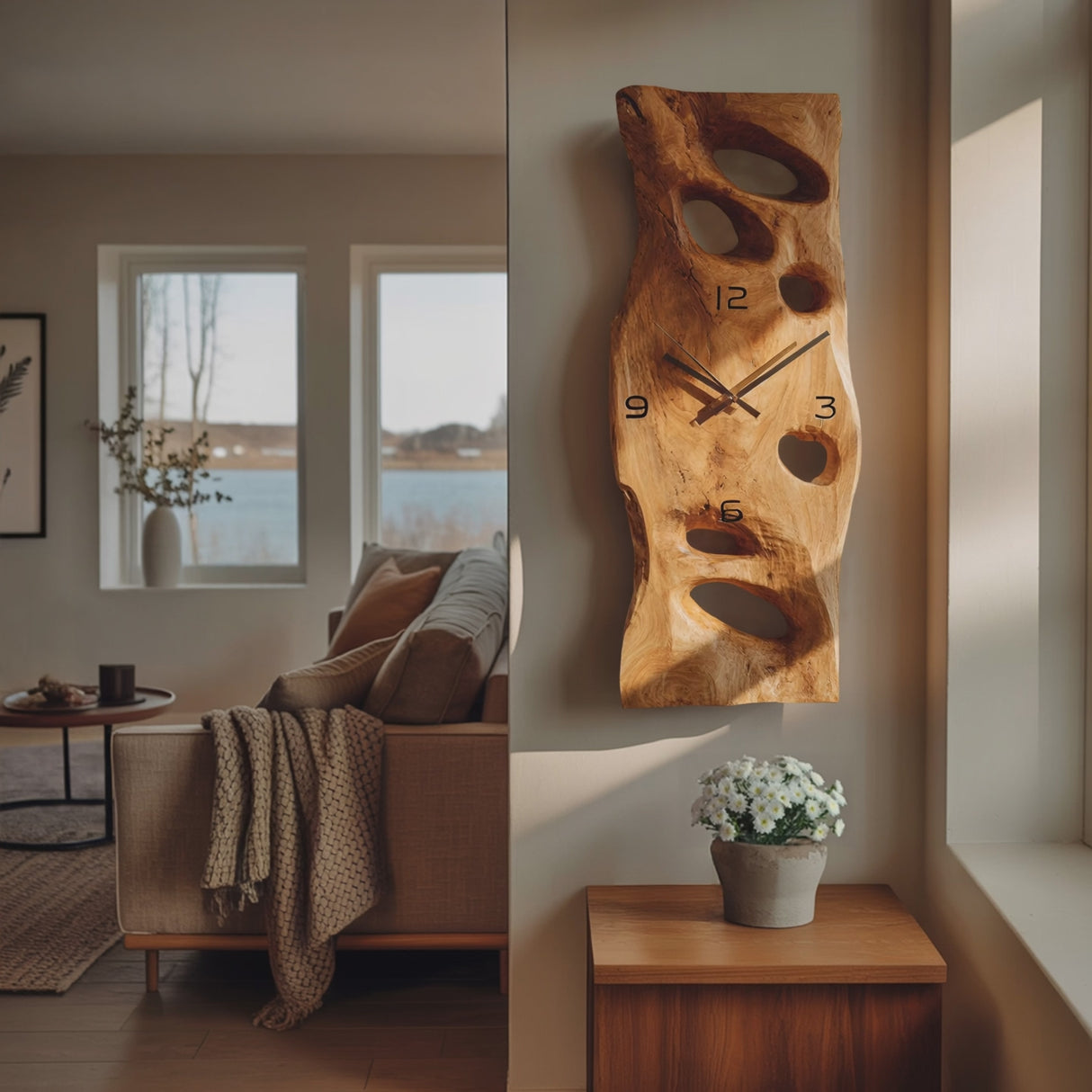 Contemporary Carved Wall Clock For Living Room