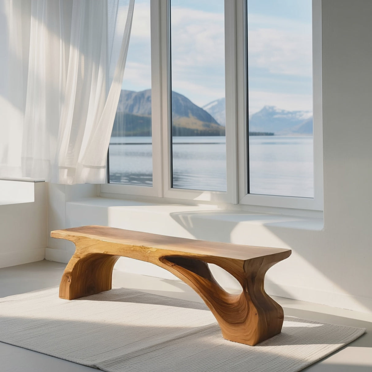 Organic Live Edge Bench For Modern Entryway Or Living Room