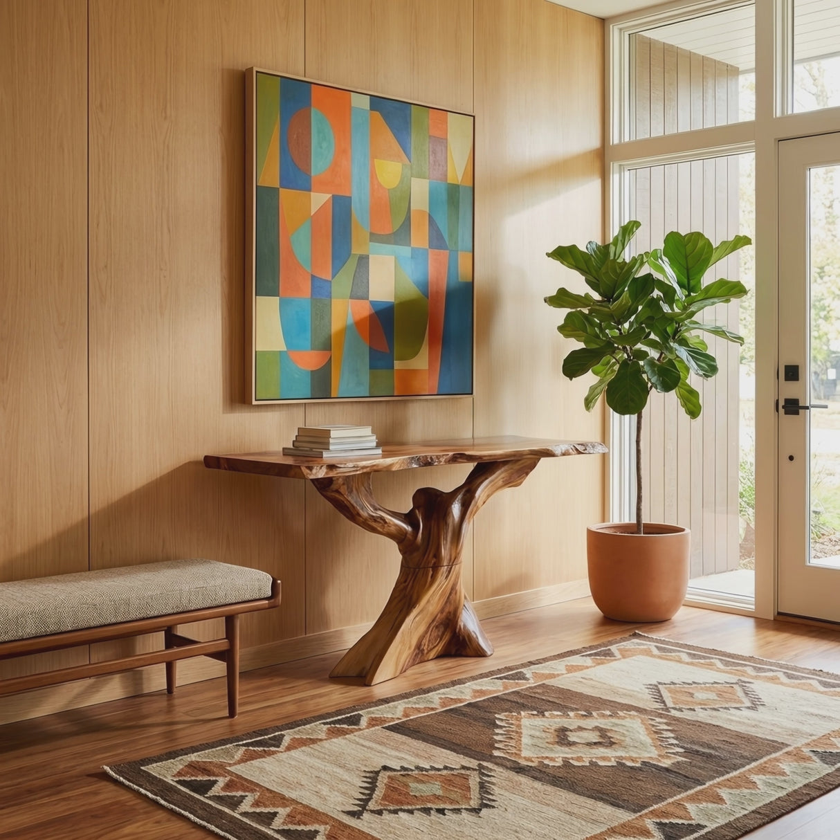 Modern Live Edge Console Table Organic Wood Furniture For Living Room