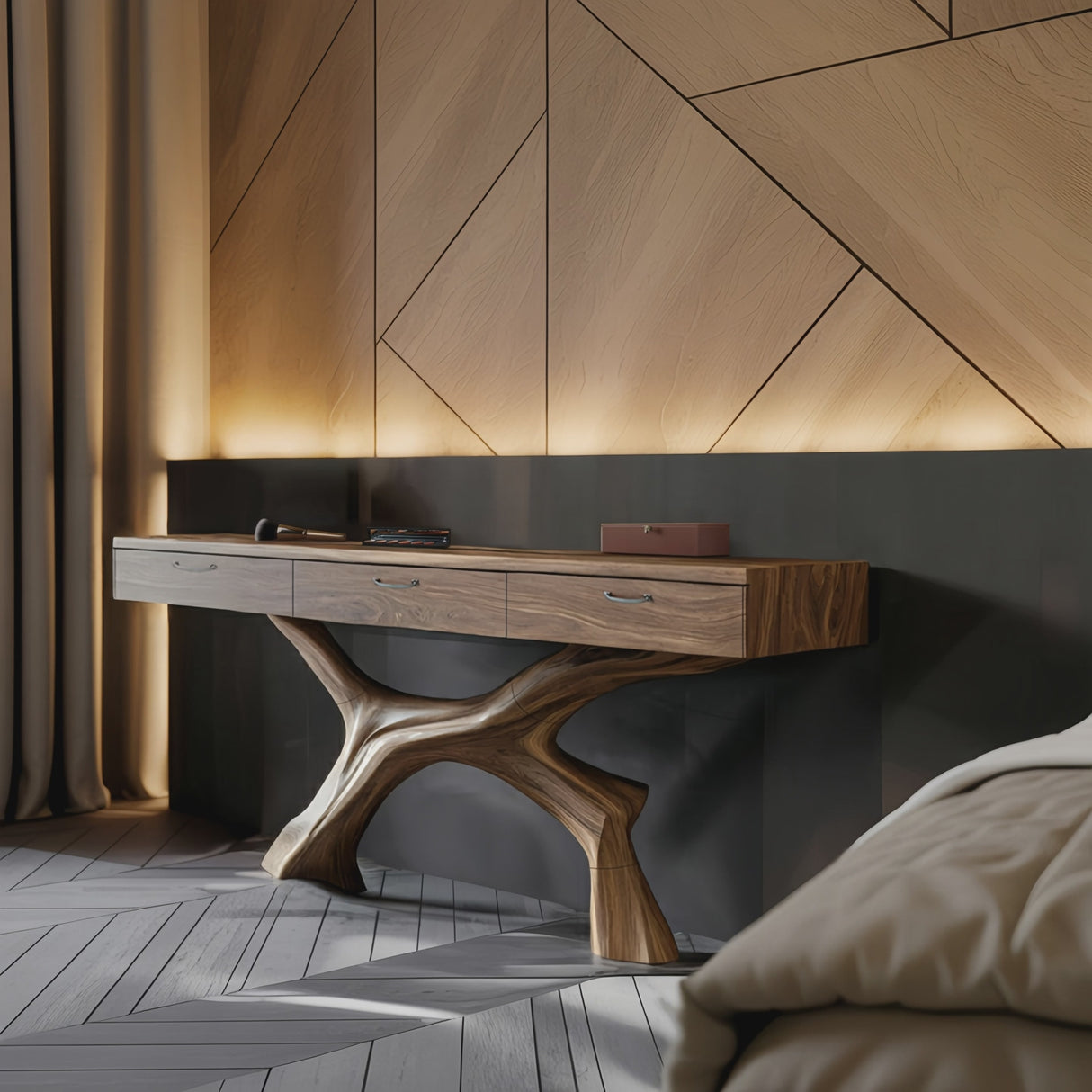 Mid Century Solid Wood Dressing Table For Modern Bedroom