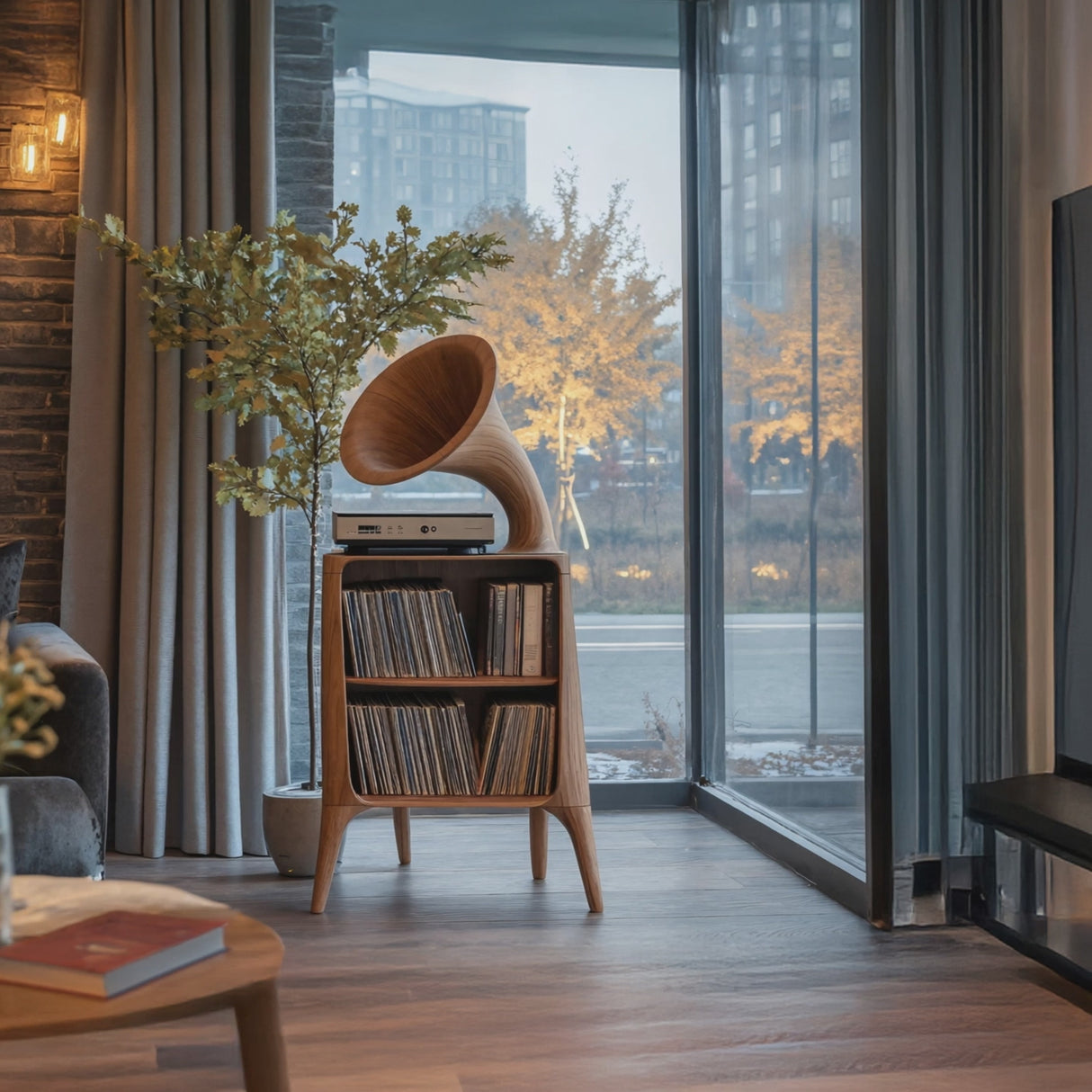 Mid Century Record Console Table For Livingroom