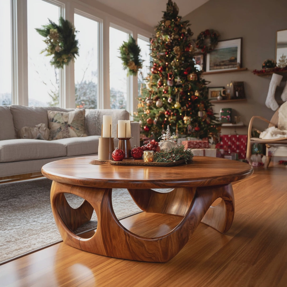 Handcrafted Wooden Coffee Table For Living Room Christmas Style