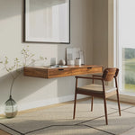 Modern Minimal Floating Desk With Drawers For Home Office